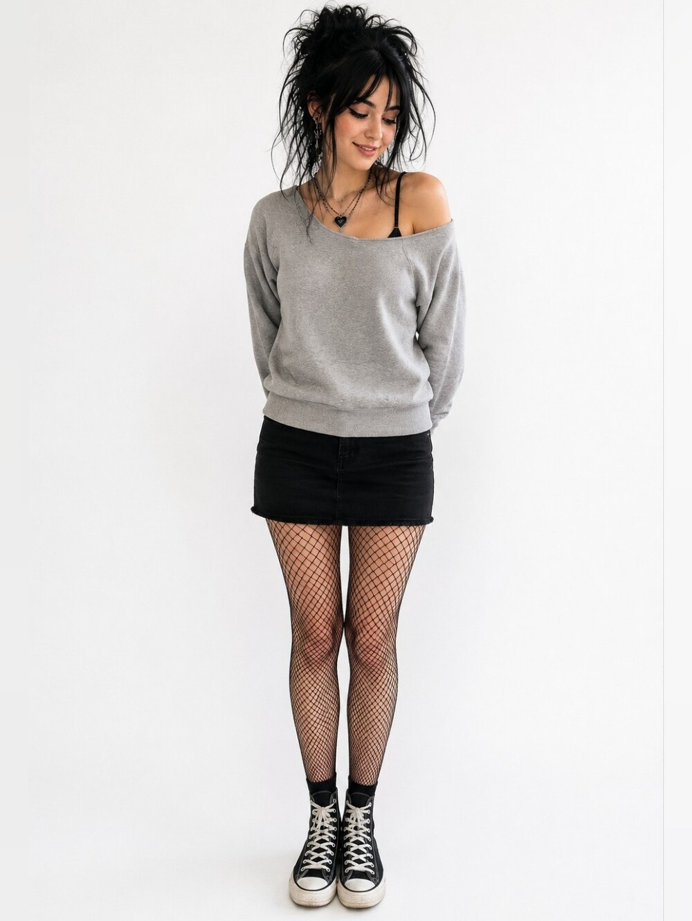 Victoria's Secret PINK Gray Raw Hem Wide Neck Sweatshirt Medium